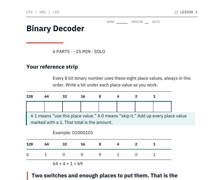 A student handout with a place value table and bordered answer boxes