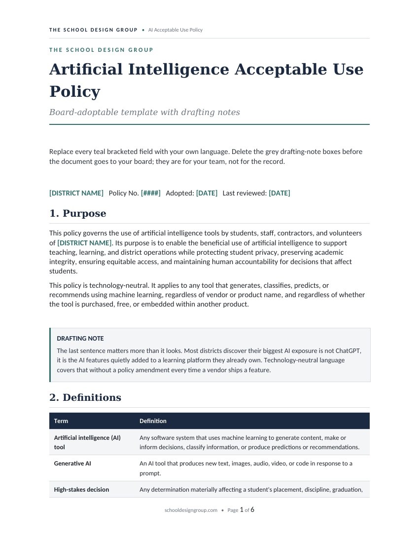 Acceptable Use Policy, first page
